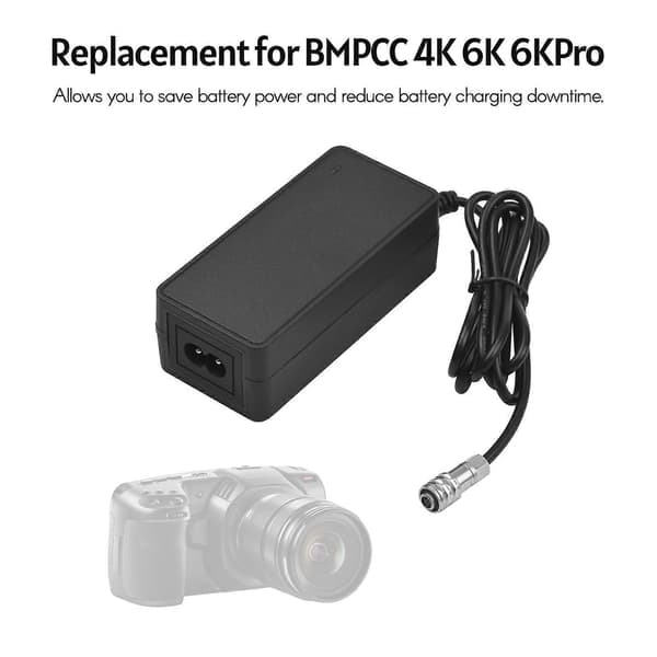 Kamera AC strømforsyningsadapter batterilader erstatning for BMPCC 4K 6K 6KPro