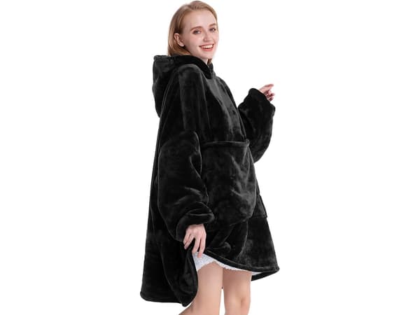 Oversized hettegenser med hette - Filt Svart black