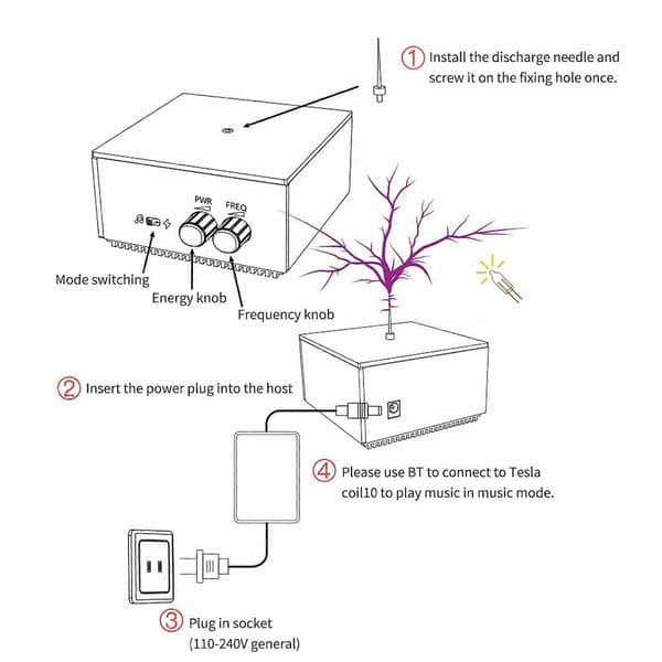Bluetooth Musik Tesla Coil - Bue Plasma Højttaler til Trådløse Videnskabelige Eksperimenter