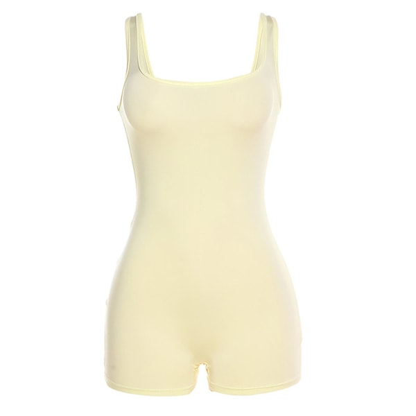 Ärmlös one piece korta playsuits sport yoga one piece playsuit för sport fitness träningskläder Gul Yellow S