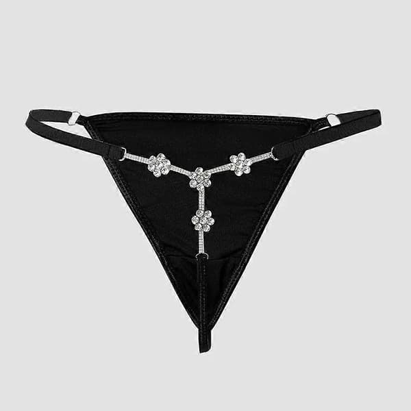 Sexy truser for kvinner med blomstrete strassdetaljer i blonder, stringtruser, undertøy