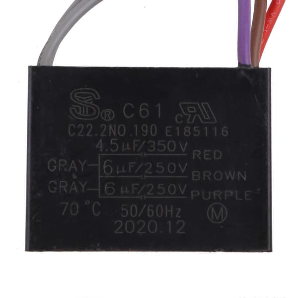 Cbb61 Loftventilator Kondensator 4.5uf+6uf+6uf 5 Ledninger 250v 5 Hastigheds Startkondensator