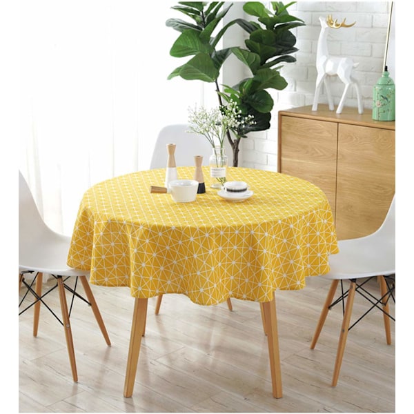 Rund Duk Bomull Linne Dukar Enkel Twill Duk Bordslinne Lämplig för Hem Kök Dekoration, Olika Storlekar gul yellow 120cm