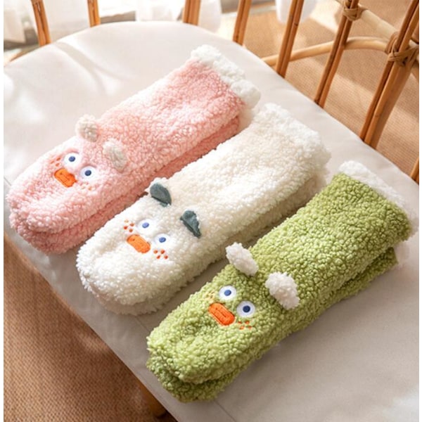 Dames tøfler Fuzzy Sokker Fluffy Cozy Warm Green Duck