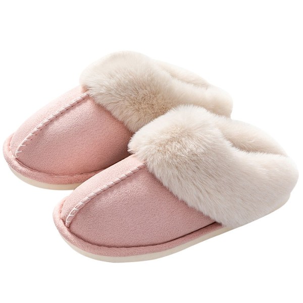 Dames tøfler Vintervarme Fluffy slip-on Skovlæder pelsforing/antislip sål Indendørs og udendørs Hjemmetøfler 38-39