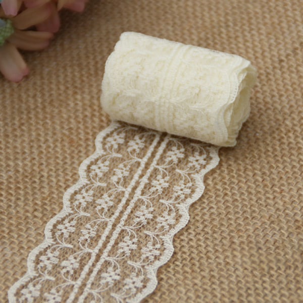 10m blondebåndsrullen 4,5cm bred ikke-elastisk farverig blonde DIY broderi dekoration til syning indpakning bryllup Beige