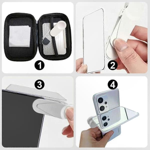 Smartphone Kamera Spejl Clip Sæt, Telefon Selfie Reflektor til Bedre Billeder black with remote