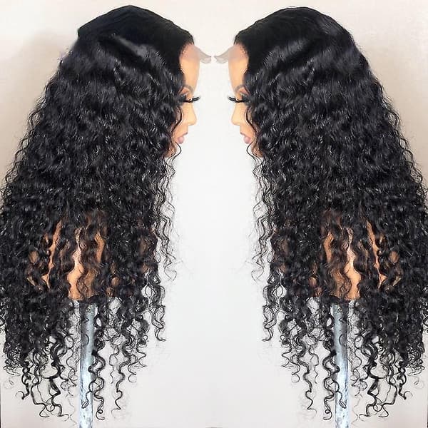 Deep Wave Closure Peruk Äkta Hår Spets Frontal Peruker 13x6 Spets Front Peruk Förplockad Blekt Knutar Peruker 13x4 Deep