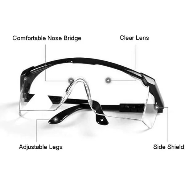 2-pak sikkerhetsbriller, anti-dugg og UV-beskyttelse, klare briller, sikkerhetsbriller, barn Nerf Shootout, konstruksjon, DIY, laboratorium