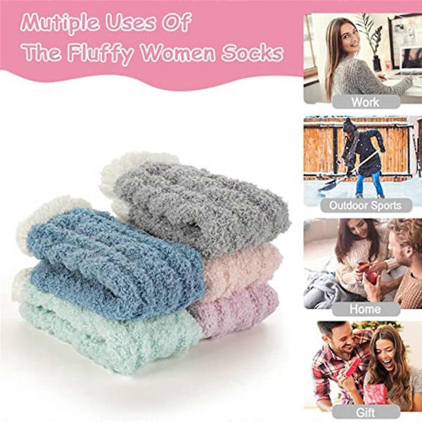 Damstrumpor 5 Par Mjuka Strumpor Tofflor Mikrofiber Sovstrumpor