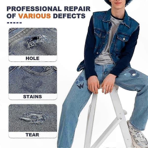 Strygestoflapper til tøjreparation, holdbare broderede lapper til at sy på jeans og overtøj