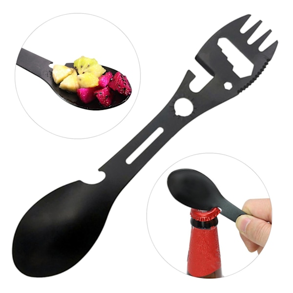 pc Survival Spork Non-stick Surface Bestick Picknick Gaffel Sked Bestick Slät kant-WELLNGS 1PCS