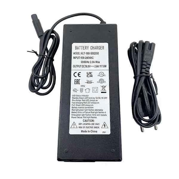 58,8V 2A Batterioplader til Kukirin Elektriske Scootere Oplader Reservedele Elektrisk Scooter Tilbehør P Black