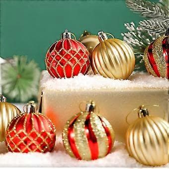 Särkymättömät joulupallot (punainen & kulta, 60mm)