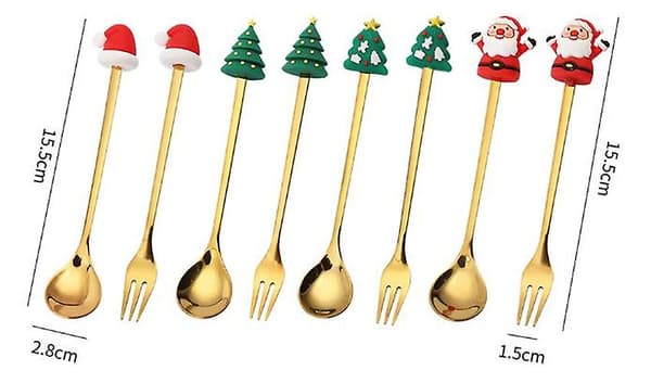 Christmas Spoon Fork Set Cartoon Santa Claus Spoon Dessert Spoon Fork Gift Box