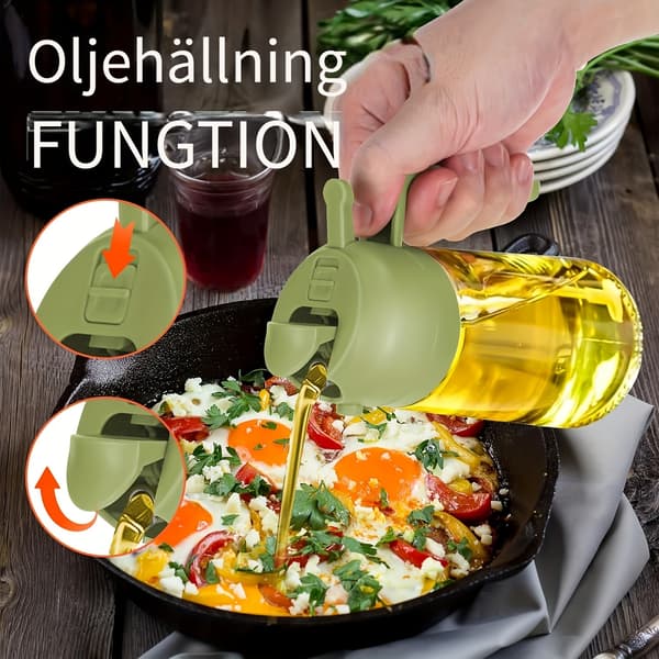2-i-1 portabel oljeflaska, 470ml, matlagning Gr\u00f6n