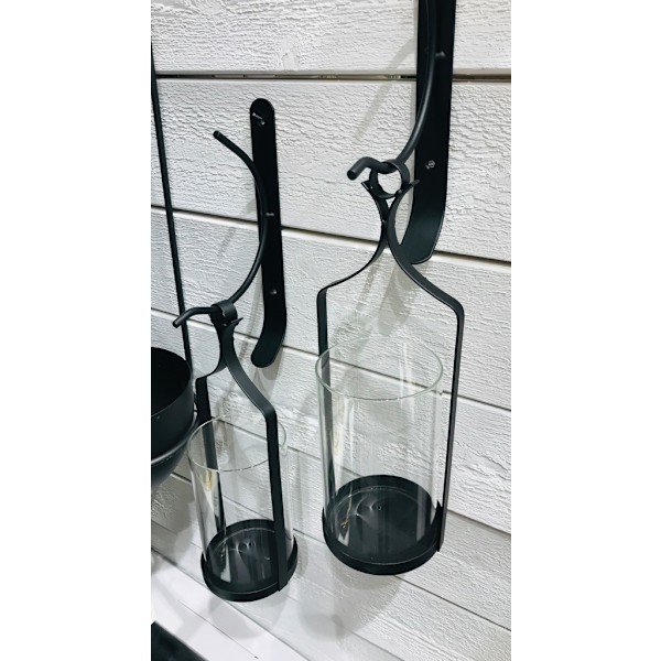 Seinävalaisin 2 kpl takorautaa 43 cm Seinävalaisin Musta kynttilävalaisin Block-valaisin Black Svart