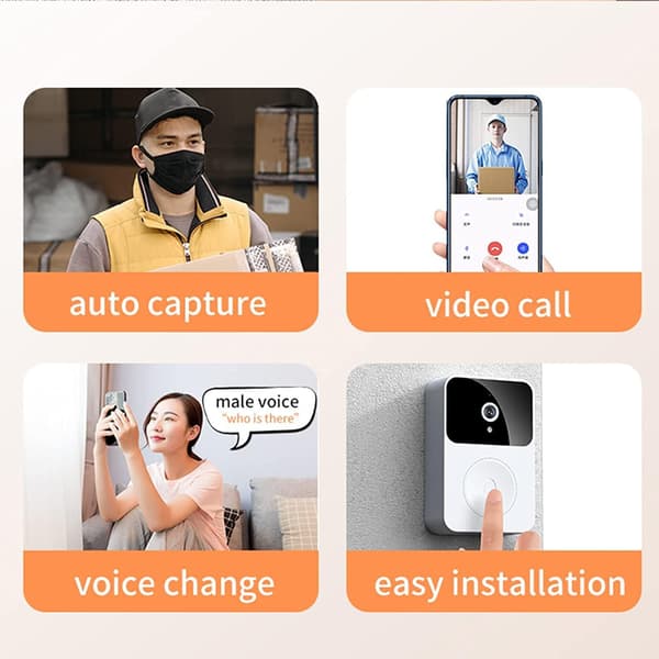 Video dörrklocka med kamera, trådlös WiFi video dörrklocka med ringklocka