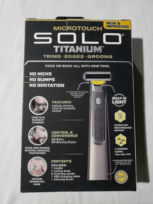 Micro Touch Solo Titanium Ansigt / Helkropsplejer Trimmer Kanter Plejer