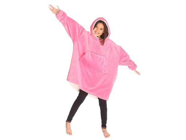 Oversized Hættetrøje med Hætte - Filt Rosa pink