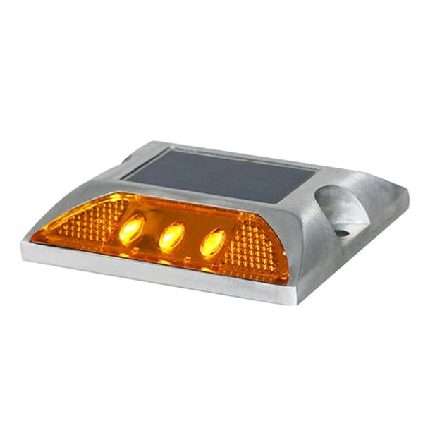 Solcellsdriven vägmarkör Trafikljus GUL ALLTID PÅ Yellow always on Yellow always on