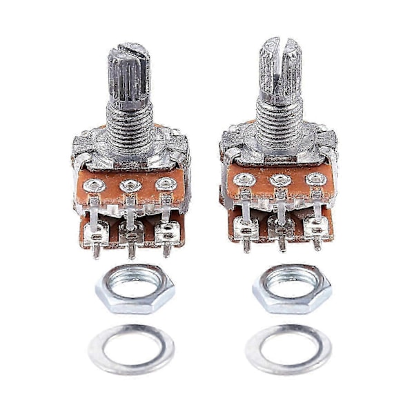 2 stk. B20K 20K Ohm 8mm Aksel PCB-montert Lineær Dobbel Potensiometer