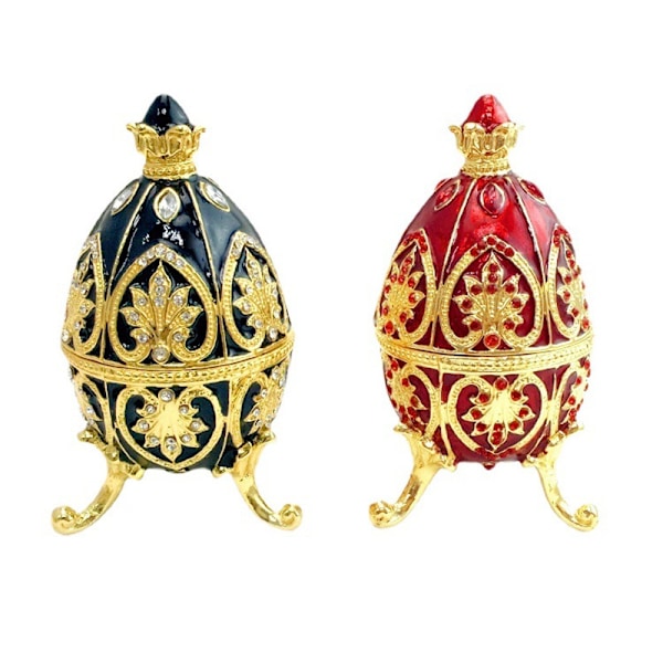 Emailleret Fabergé æg hængslet smykkeskrin