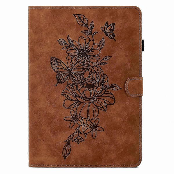 Pæon Sommerfugl Præget Læder Smart Cover til 10.1 Tommer Tablet Model T580 Brown