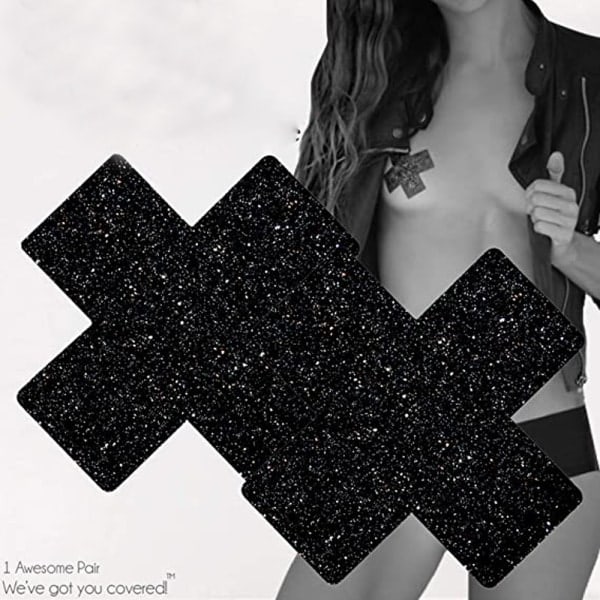 10 Par Nippelskydd, Bling-Bling Kors Pasties Nippelskydd
