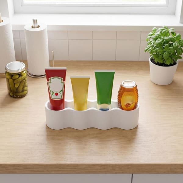 2-pack tub-kryddorganisatör för kylskåp, flaskhållare med 4 fack