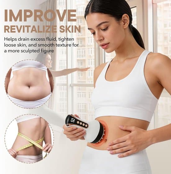 Lymfedrænage Massager Massageværktøj Kropsformende Enhed Fascia Blaster mod Cellulite MikrostrømLysVarmeVibration til BenArmeMave