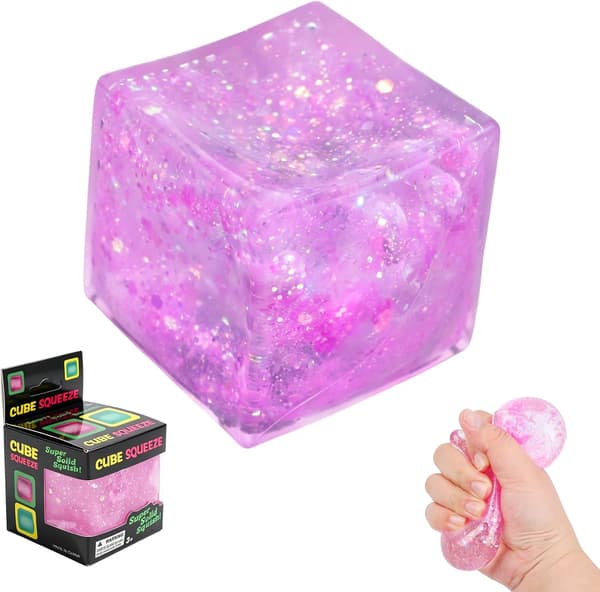 Nice Ice Cube Fidget Squishies Stressbolde Ice Cube Squishy Langsom Stigning Squishies Ice Squeeze Ball Squishy Stressaflastning (Glitter Pink) Pink