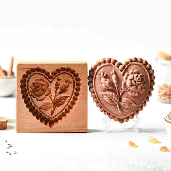 Trækagekiksform 3D Bageform Prægningshåndværk Dekoration Bageværktøj Velegnet til Halloween Thanksgiving Jul Køkken DIY (Kærlighed)