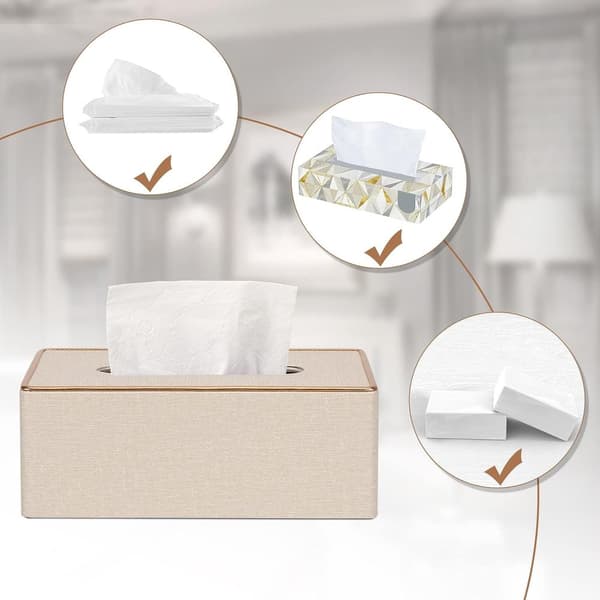 Näsdukslåda i PU-läder, rektangulär Kleenex-låda för hem/kontor/bilinredning 9,84\"X5,23\"X3,77\" - Grå Beige