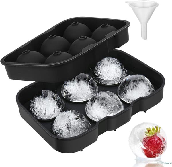 Silikoneisform holder 6 iskugler runde isterninger sort
