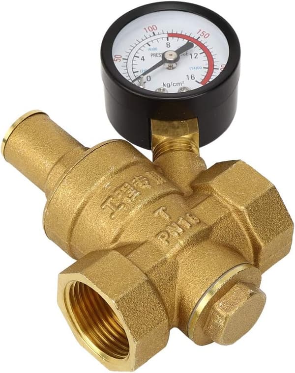 Trykkreduserer DN20 messing justerbar vanntrykkregulator med vannmåler.