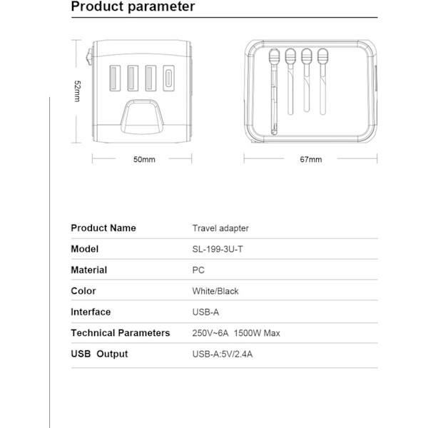 Universal reseadapter (blå)