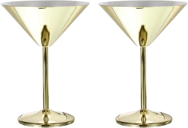 Martini Cocktailglas i rustfrit stål 180 ml Brudsikre vinglas til fester mv. 2 stk.