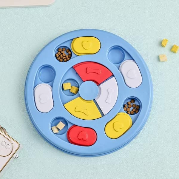 Hundleksak Pussel Interaktiv Foderautomat för Mental Stimulans - Långsam Foderdispenser med Skjutbara Delar IQ-Träning Berikningsspel