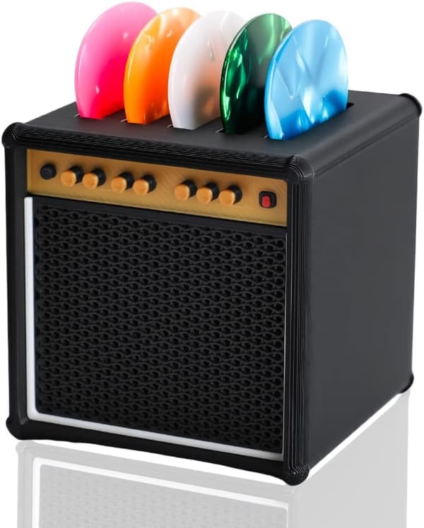 Gitarrplektrumhållare Box Förstärkare Högtalare Plektrumhållare med 5 Celluloid Gitarrplektrum Gitarrplektrum Förvaringslåda Set för Gitarr Bas Ukulele Spelare