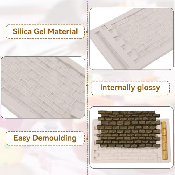 Fondant Impression Mat Silikon Tegelvägg Mönster Spetsmatta Silikonavtrycksform Sugarcraft Bröllopstårta Dekorationsverktyg Choklad Socker Bakning
