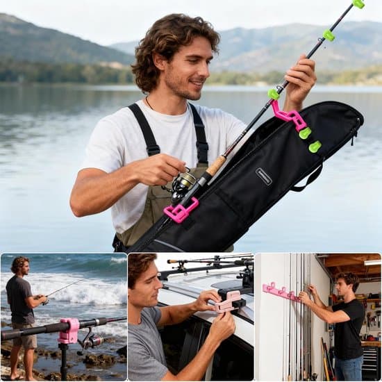 Fiskestangklemmer – Elastisk opbevaringssystem – Fluefiskestangsholder – Til bred, pool, is, saltvand, surf og rejser – 4 stk. (grøn)