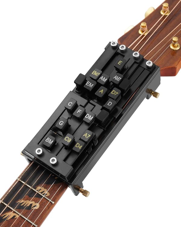 Gitarrackordpress - Bärbart gitarrackordhjälpmedel och tränare - lämplig för akustisk gitarr - ett inlärningsverktyg för nybörjare och gitarrister med artrit