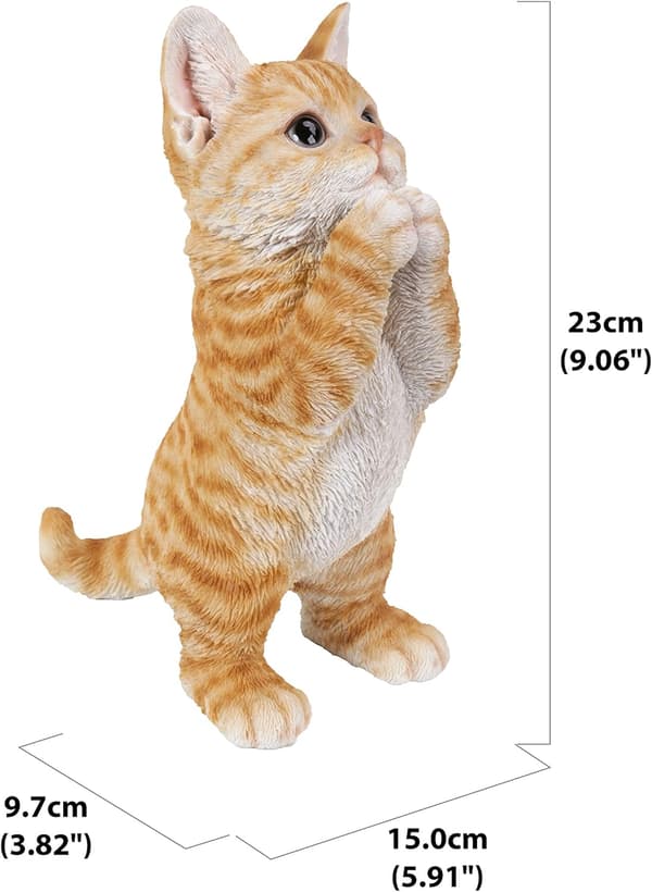 Leikkivä raidallinen kissapuutarhapatsas