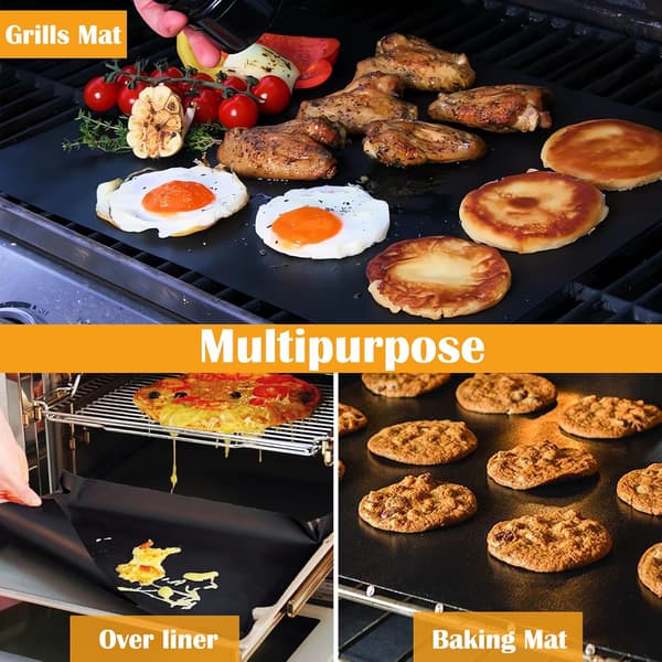 Non-stick grillmåtte til udendørs grill lavet af Teflon-materiale sort 400*330mm 5 stk.