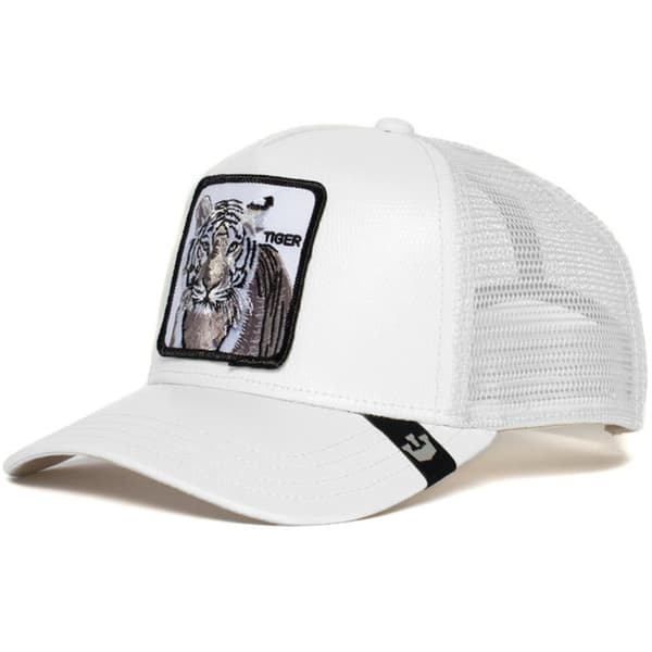 Fiskenettlue med brodert dyredesign Tiger White