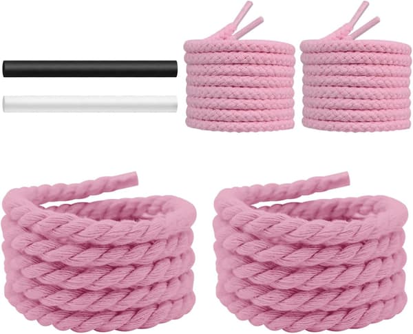 2 par ny stil til Air Force 1 tykke reb snørebånd snore 47+54\" L 8mm brede runde bomuld