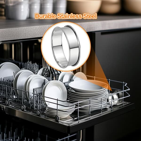 8 stk. Crumpetringe 8 cm Non-stick Runde Kageforme Rustfrit Stål Dobbeltvalsede Engelske Kageforme til Køkkenbagning Crumpet Dessert Sølv