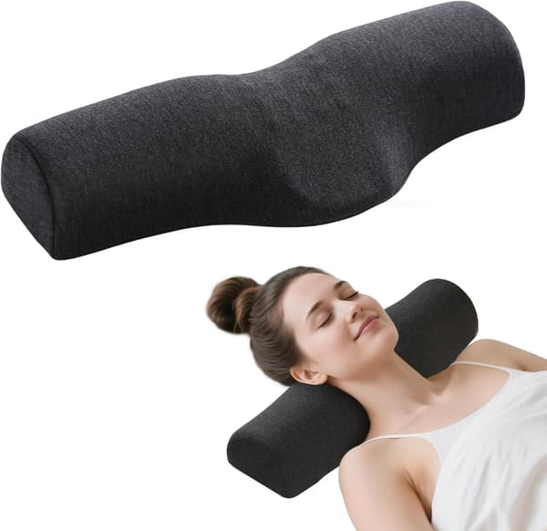 Pude - Cervikal Nakkepude til Søvn - Ergonomisk Design med Nakkestøtte - Velegnet til Ryg- og Sidesovere - Sort
