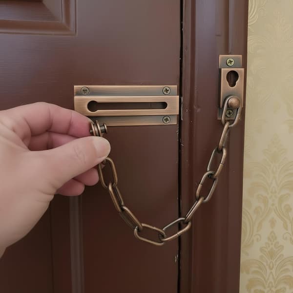 Sikkerhetsdørlås, kraftig lang kjede og solid messing med antikk finish, sterk og rustbestandig kjedelås (antikk)